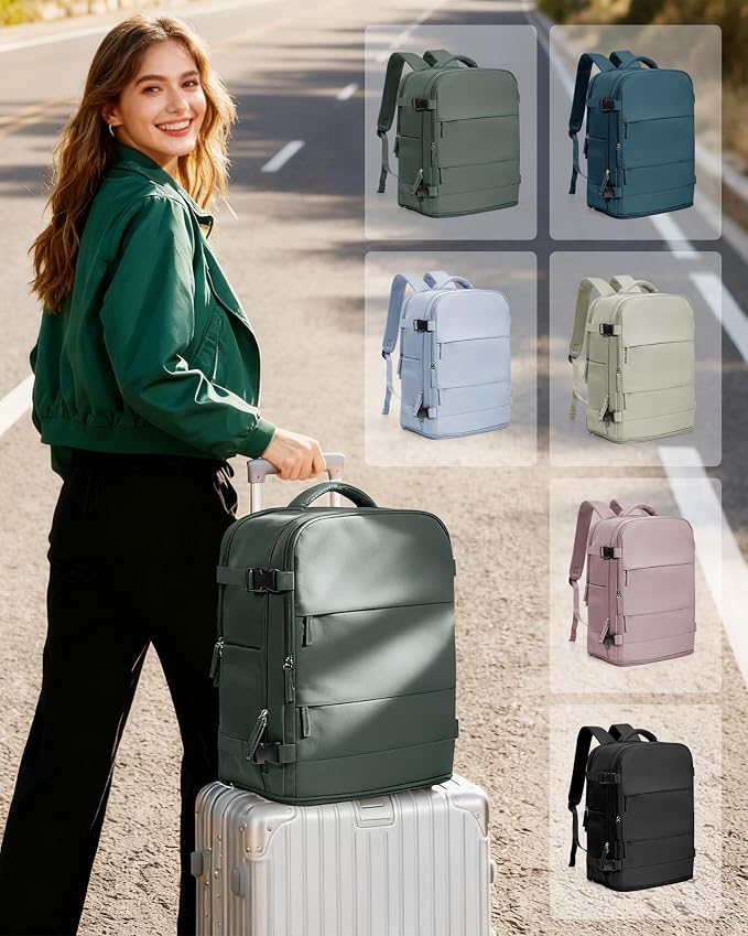coowoz Travel Backpack Carry On for Women Man Gym Backpack with Laptop Compartment Mochila de Viaje Teacher Personal Item Backpacks Rucksack Airplane Accessories Must Haves Olive Green Small - Image 7