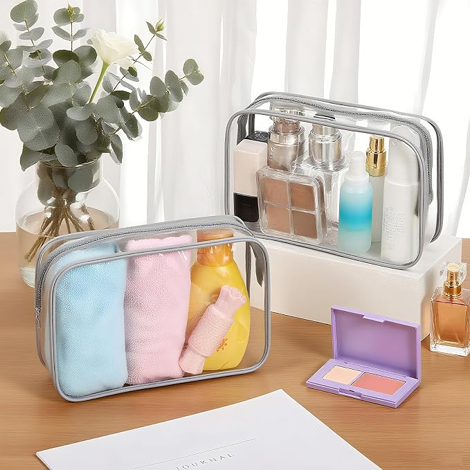 100 Pcs Clear Makeup Bags Bulk Graduation Dad Mon Gift Bag Tsa Approved Toiletry Bag for Travel Transparent Cosmetic Bag PVC Waterproof Travel Small Pouches with Zipper for Men and Women (multi color) - Image 3