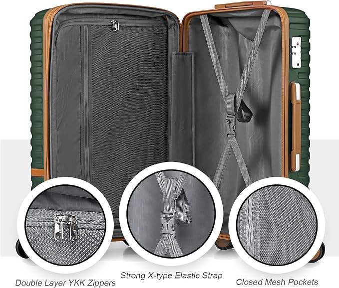 Joyway Luggage Set 7 Piece Suitcase Sets with Spinner Wheel,Hardside Expandable Travel Laggage with TSA Lock(18/20/24/28 Green) - Image 8