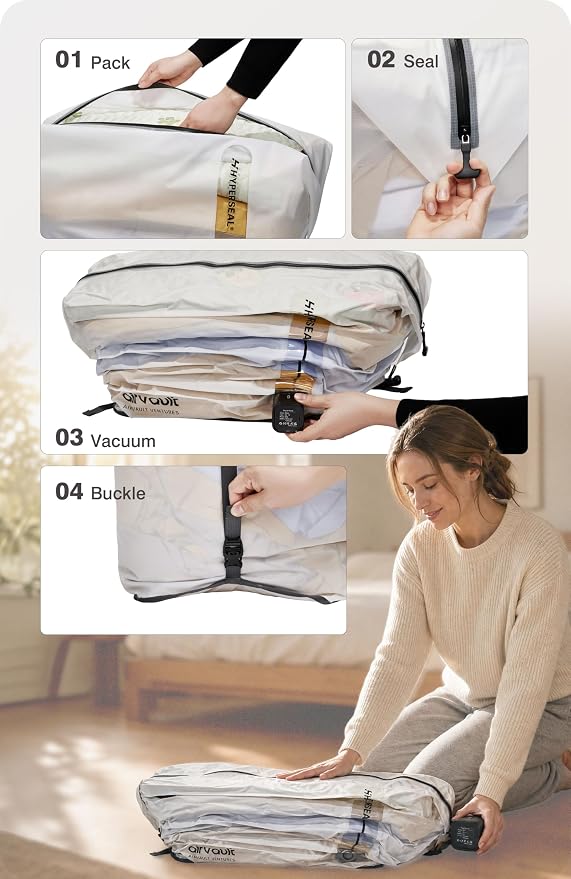 AirVault Vacuum Duffle Travel Bag with Air Pump, Waterproof Compression Storage Bags for Travel & Moving (80L Tapered Duffle, 2-Pack) - Image 3