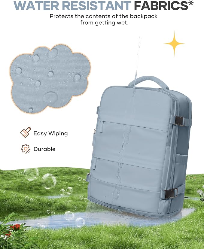 coofay Large Travel Backpack For Women Men Airline Approved Carry On Backpack Flight Approved Waterproof Sports Luggage Backpack Casual Daypack Hiking Backpack Grey Blue - Image 8
