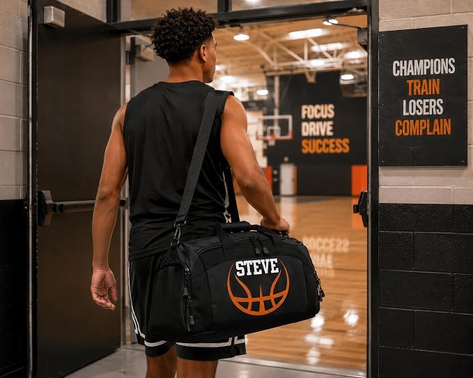 Personalized Basketball Duffel Bag with Shoe Compartment, Custom Basketball Bag with Name and Number, Basketball Travel Bag for Players, Team Sports Gear Bag - Image 8