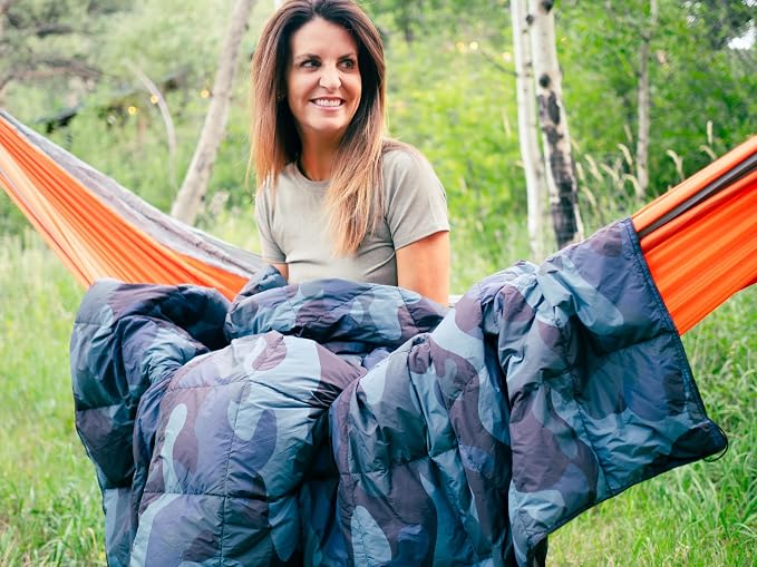 Get Out Gear Down Camping Blanket - Puffy, Packable, Lightweight and Warm | Ideal for Outdoors, Travel, Stadium, Festivals, Beach, Hammock | 650 Fill Power Water-Resistant Backpacking Quilt - Image 8