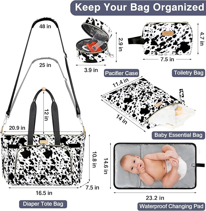 ITIEZY Diaper Bag Tote for Baby - Large Mommy Bag with Portable Changing Pad Pacifier Case, Hospital Bags Travel Baby Bag - Image 3