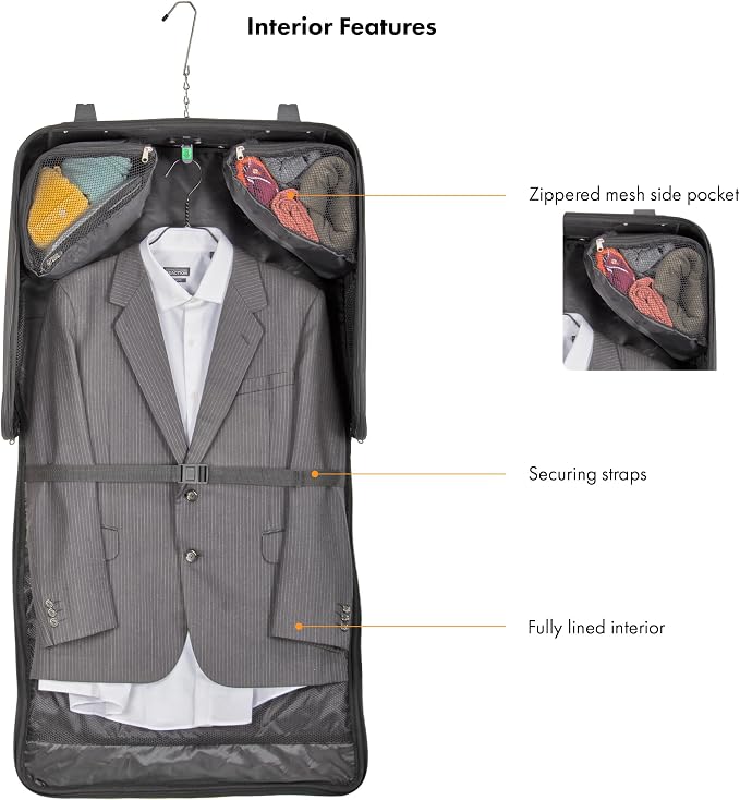 Travel Select Amsterdam Business Rolling Garment Bag, Softside Expandable Rolling 2-Wheeled Suit Carrier, Gray, One Size - Image 7