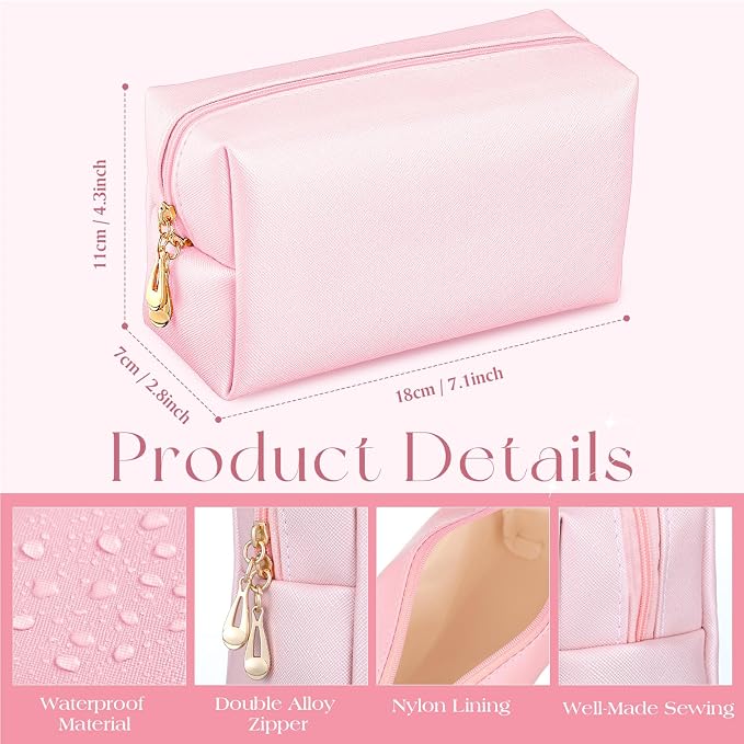 20 Pcs Preppy Makeup Bags PU Leather Cosmetic Pouch with Zipper Waterproof Make up Bags Toiletry Beauty Container for Women Bridal Shower Favors End of the Year Teacher Gifts(Rose Gold) - Image 2