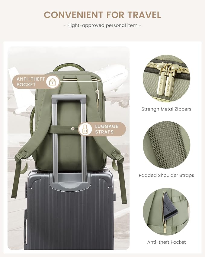 LOVEVOOK Large Travel Backpack for Women, 40L TSA Approved Backpack with 3 Packing Cubes, Personal Item Bag Fits 17" Laptop, Water-resistant Carry On Bag for Airplanes - Image 8
