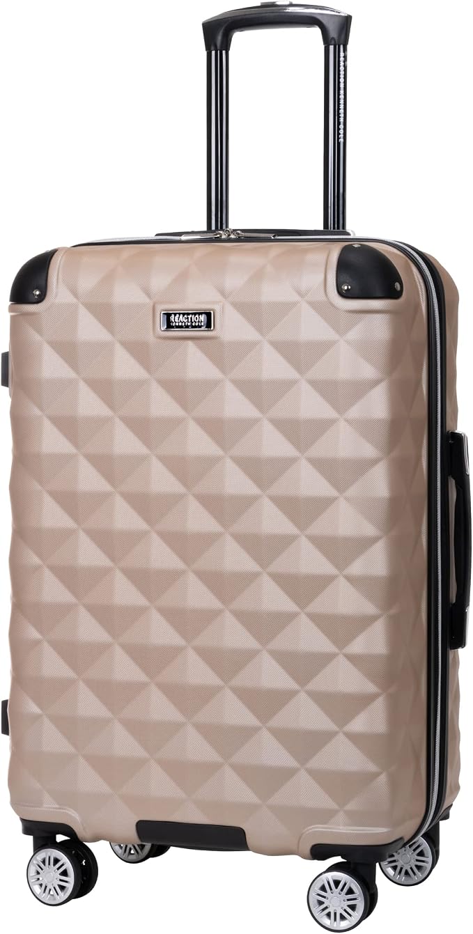 Kenneth Cole REACTION Diamond Tower Collection Lightweight Hardside Expandable 8-Wheel Spinner Travel Luggage, Rose Champagne, 24-Inch Checked - Image 2