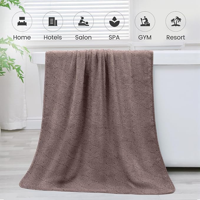 JML Microfiber Bath Towels, Oversized, Ultra Soft, Super Absorbent and Fast Drying, No Fading Large Bathroom Towel Set for Sport, Travel, Fitness (Coral Fleece - Chocolate, 30 in x 60 in) - Image 8