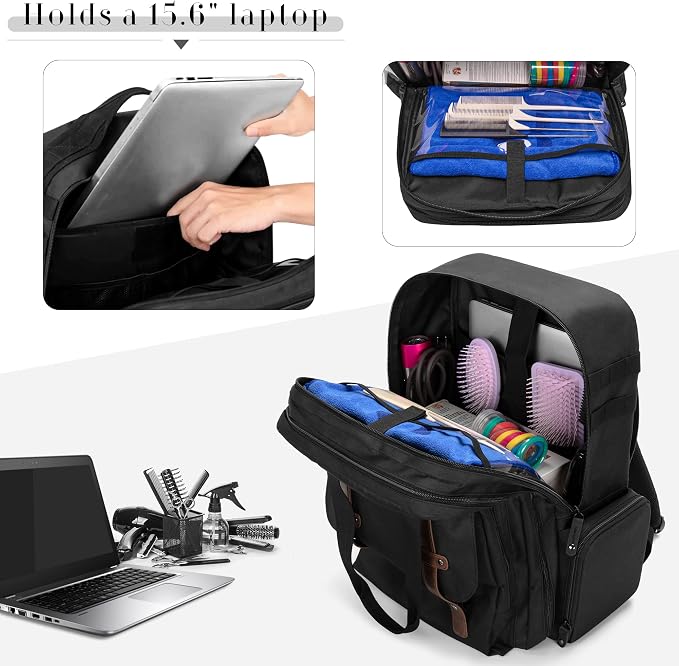 BAFASO Large Capacity Barber Case, Travel Hairdresser Bag, Black | Holds Various Hair Cutting Tools. - Image 3