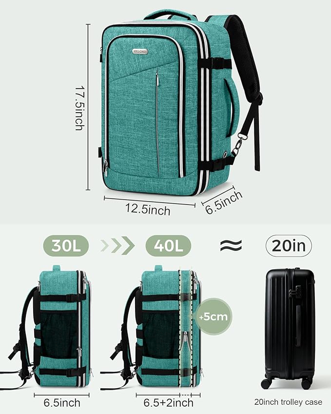 Travel Carry On 17.5" Laptop Expandable Backpack for Men Women, Personal Item Bag Waterproof Airline Approved with USB Charging Hole 3 Packing Cubes, Large Weekender Daypack Business Luggage Suitcase - Image 4