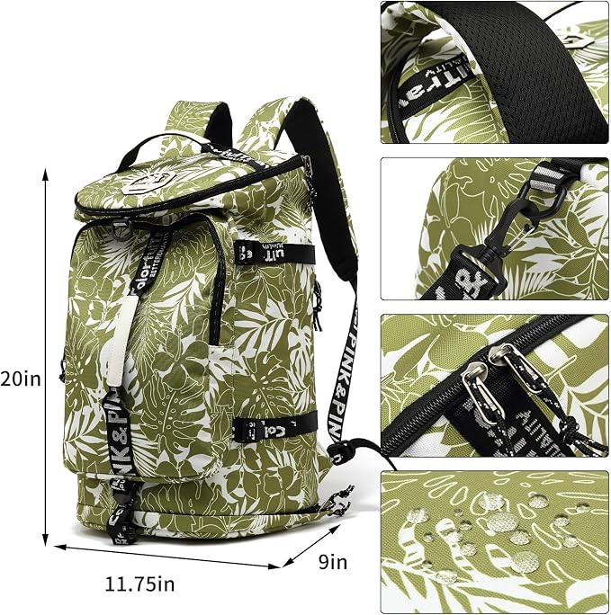 Kalesi Gym Duffle Bag Backpack 4-Way Waterproof with Shoes Compartment for travel Sport Hiking laptop (olive-green) - Image 2