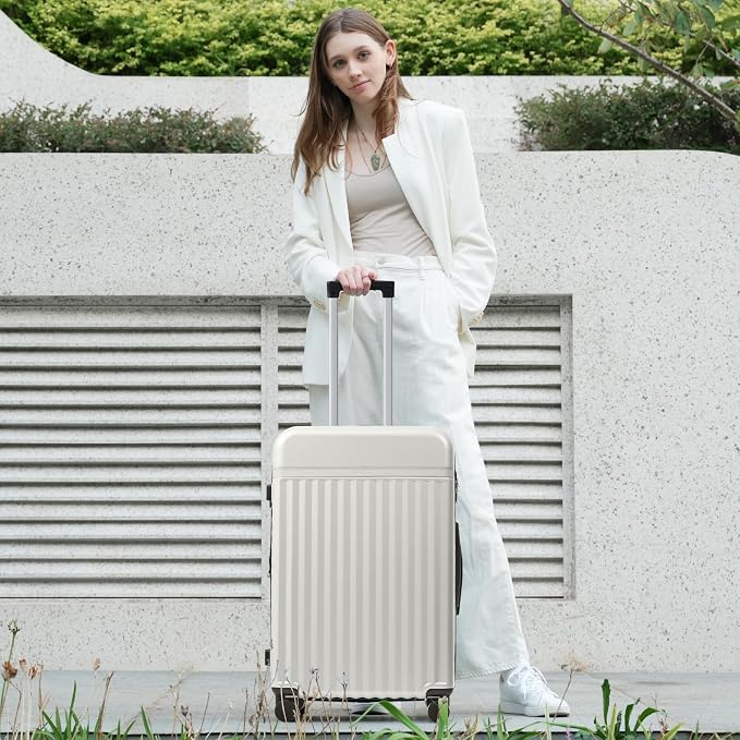 Merax 3 Piece Luggage Sets, Hardside Lightweight Carry on Suitcase | Durable Expandable Luggage with Travel Bags Spinner Wheels and TSA Lock,White Grey - Image 6