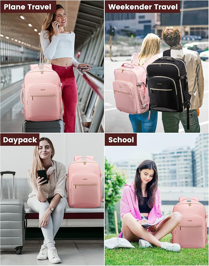 LOVEVOOK 40L Travel Backpack Flight Approved Carry on Backpack,3 Packing Cubes,Waterproof Personal Item Travel Bag,TSA Carry on Luggage Suitcase Travel Essentials,Gifts for Women & Men,fits 17" Laptop - Image 7