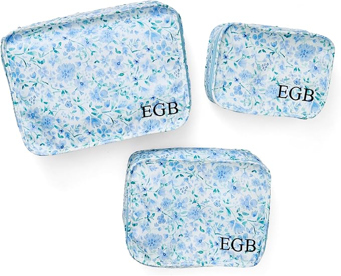 Personalized Packing Cube Set – Monogram Travel Organizer for Suitcase, Floral Polyester Luggage Cubes, Set of 3, Set of 4 or XL, Graduation or Mother’s Day Gift (Dahlia, Set of 3) by Sprinkled+With+Pink