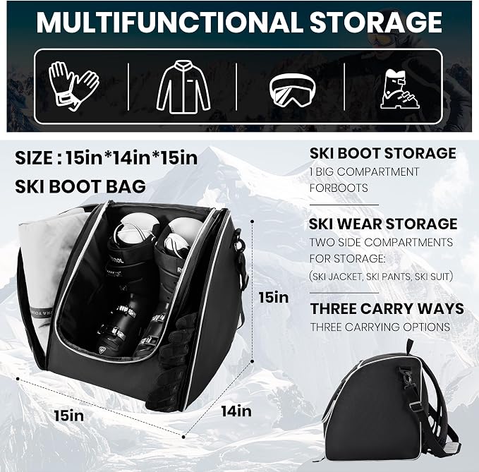 Hsmihair Ski Bag and Ski Boot Bag Combo-Padding Skis Bag for Air Travel,Water Proof Ski Boot Bag Fits for Skis Up to 200 CM and Boots Up To Size US13,Adults Ski Travel Bag - Image 7