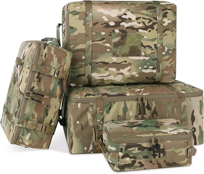 PETAC GEAR 4 PCS Tactical Modular Packing Cubes with Waterproof Material, Large Capacity Storage Bag, Easy Clean Outdoor Travel Organize Storage Pouches Bags (MC) by PetacGear