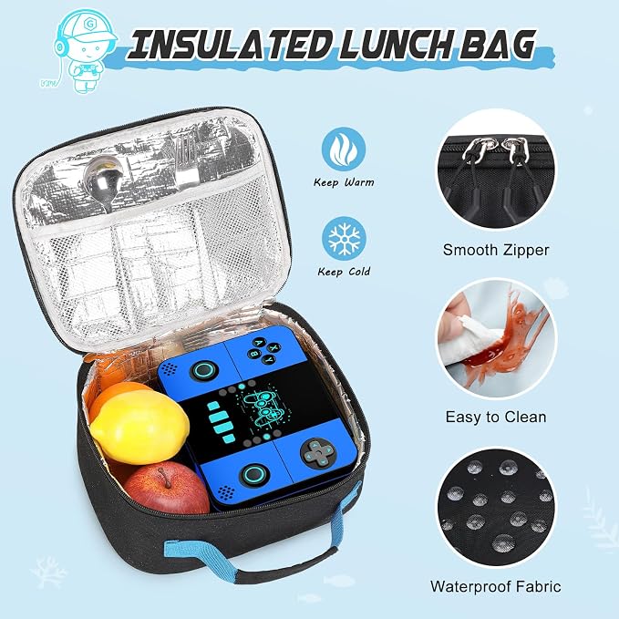 Bevalsa Backpack for Boys with 43OZ Bento Lunch Box,Insulated Lunch Bag & Pencial Case,Cool Luminous Gamer Schoolbag for Kids Teens Elementary Middle School,Bookbag Glow In The Dark - Image 7