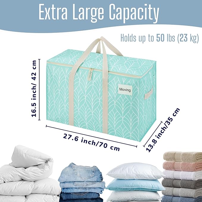 VENO 4 Pack Heavy Duty Moving Bags, Extra Large Storage Bags with Reinforced Handles & Strong Zippers, Foldable & Reusable Moving Box Alternative for Clothes & Dorm Storage - Image 4