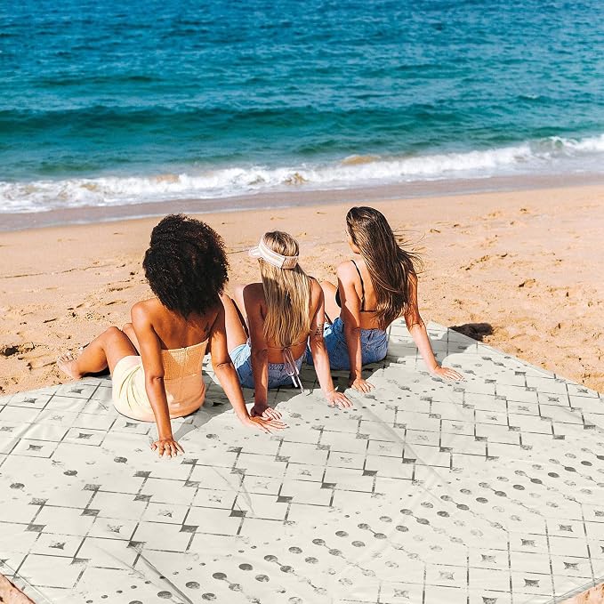 Beach Blanket Waterproof Sandproof, 78"×86" Large Picnic Blankets for 2-4 Adult, Lightweight Quick Dry Polyester Beach Mat for Outdoor, Travel, Camping, Beach Vacation Essentials Must Have Accesorries - Image 6