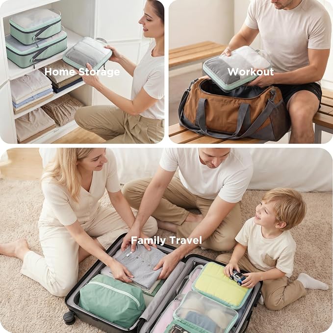 Cipway Compression Packing Cubes Mesh, Lightweight Luggage Organizer Bags with Laundry Bag,Toiletries Bag and Shoe Bag, Travel Essentials for Carry on Suitcase（8 Pcs,Sage Green） - Image 7