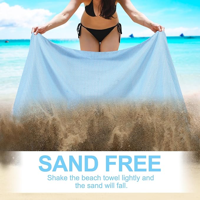Genovega 6 Oversized Turkish Beach Bath Towel Set Bulk 74"x38" Extra Large Sand Free Quick Dry Swim Camping Pool Clearance Towels Blanket Essentials Adult Multi LightBlue Dot - Image 2
