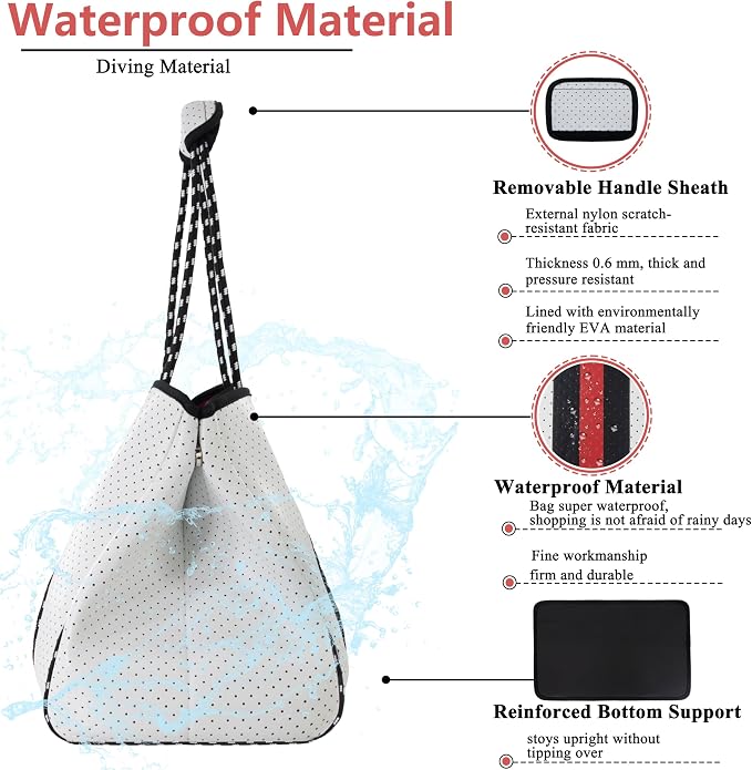 QOGiR Neoprene Multipurpose Beach Bag Tote with Inner Zipper Pocket … … … … - Image 3