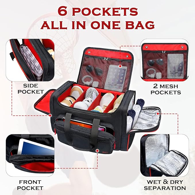 Mancro Padded Sneaker Bag, Sneakerhead Gifts, Shoe Travel Bags Fit 4 Pairs | Come with Insulated Pocket and Shoulder Strap, Multi-functional Sports Gym Duffle for Basketball, Shoes, Cloth - Image 5