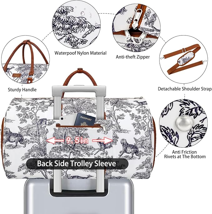 Garment Duffel Bag for Travel - Convertible Carry on Garment Duffel Travel Bag for Women Men Large Weekender Bag with Shoes Pouch 2 in 1 Hanging Suit Travel Duffel Bag 3pcs Set - Image 5