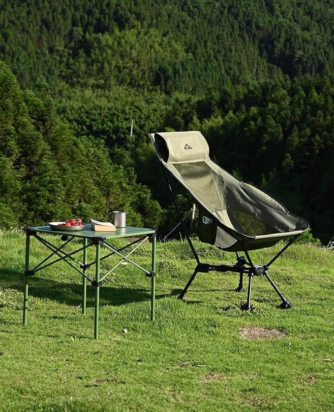 iClimb Lightweight Stable Alu. Folding Square Table Roll Up Top with Carry Bag for Camping Picnic Backyards BBQ Camp Kitchen (Nature, M) - Image 10