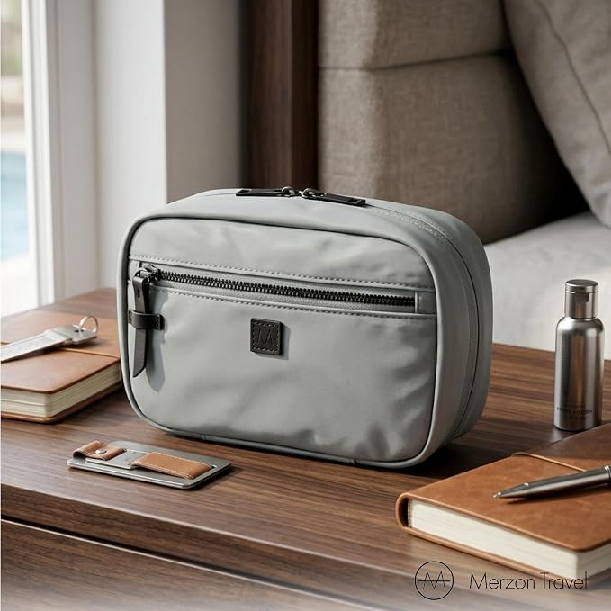 The Tomorrow Kit, Hanging Toiletry Bag with Dual Compartments Organized Travel Toiletry Organizer with Hook Closure Made from Sturdy Water Resistant Nylon HNG-732-SLV Silver - Image 5