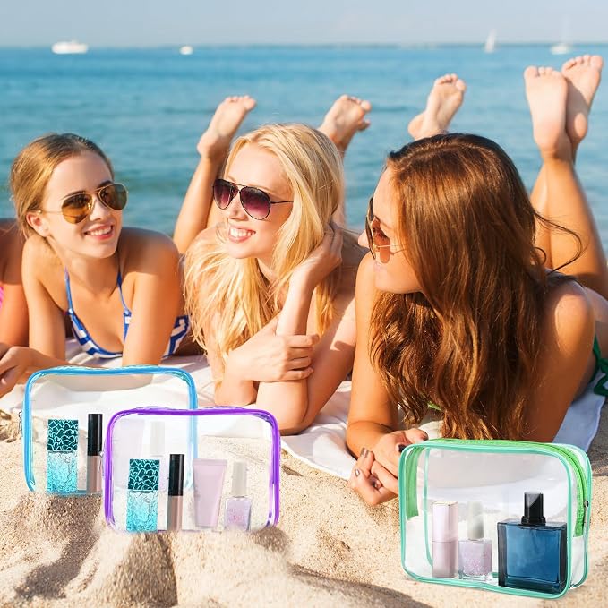 Sanwuta 100 Pcs Clear Makeup Bags Bulk Toiletry Bag for Travel Transparent Cosmetic Bag PVC Waterproof Travel Small Pouches with Zipper for Men and Women (Candy Colors) - Image 3
