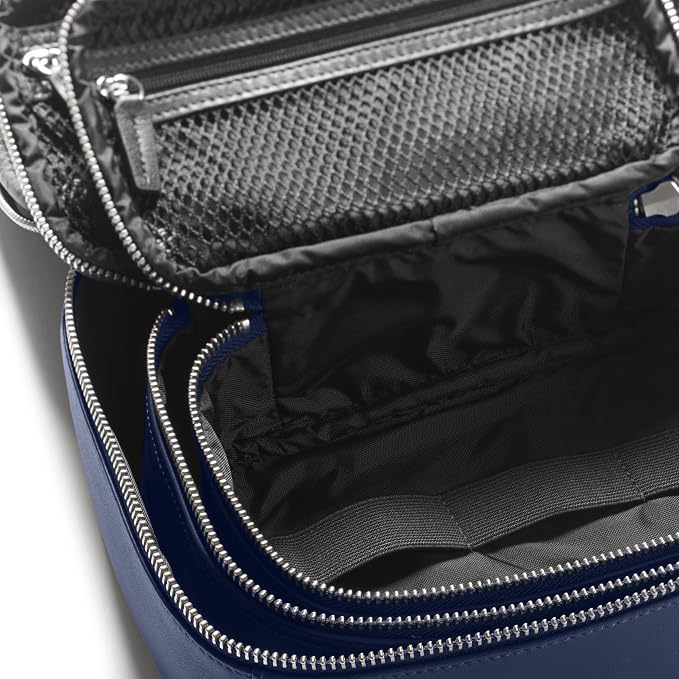 Leatherology Navy Blue Nested Travel Organizer Trio – 3-Piece Leather Packing Set with Mesh Pocket, Elastic Loops & Water-Resistant Lining – Compact Storage for Tech, Toiletries & Travel Essentials - Image 2