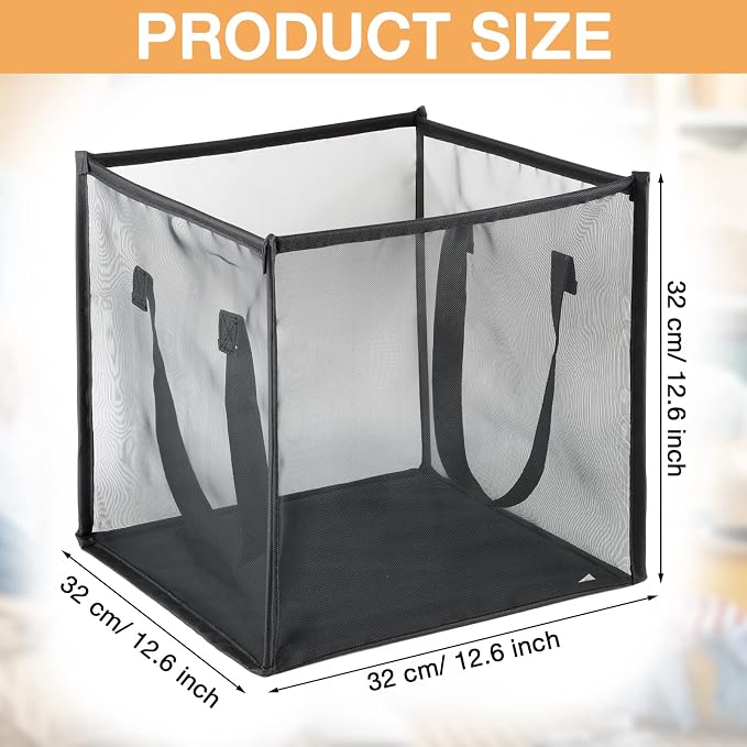 Zopeal 1 Pack Popup Laundry Hamper 13 Inch Collapsible Laundry Baskets with Handles Mesh Clothes Baskets Portable Single Layer Foldable Clothes Hamper Square Bin for Washing (Black,Single-layer) - Image 2