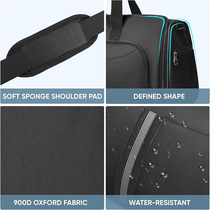 BALEINE Travel Garment Bag, Travel Suit Bag for Men, Water Resistant Carry on Garment Bag for Hanging Clothes, Garment Duffel Bag for Travel Business (Pure Black-Convertible) - Image 7