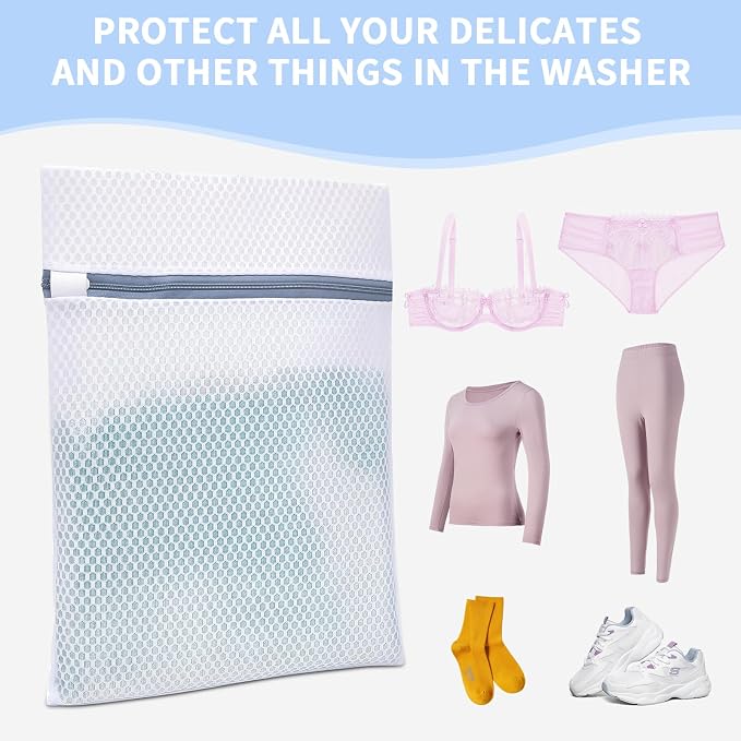 Laundry Bags Mesh Wash Bags with Strong Zipper, Upgraded Honeycomb and Fine Mesh Design Delicate Laundry Bag for College,Dorm,Storage(12X16IN, 24PCS) - Image 5