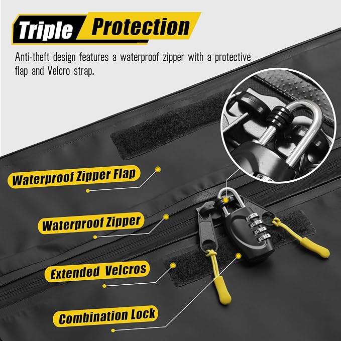 ARKSEN Hitch Cargo Carrier Bag with Lock for 24" x 60" Baskets Waterproof 16.4 Cubic Feet Large Capacity Luggage Storage (58" L x 20.5" W x 24" H) for Car Truck SUV RV or Trailer - Image 3