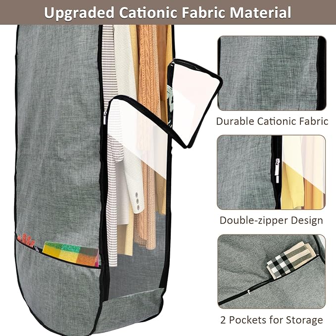 2PCS 50”Garment Bags for Hanging Clothes,Chakera Large Breathable Garment Bag for Closet Storage with 10”Gusseted,Clear Clothing Storage Garment Cover for Dress Sweater with Double Zipper,Grey - Image 4