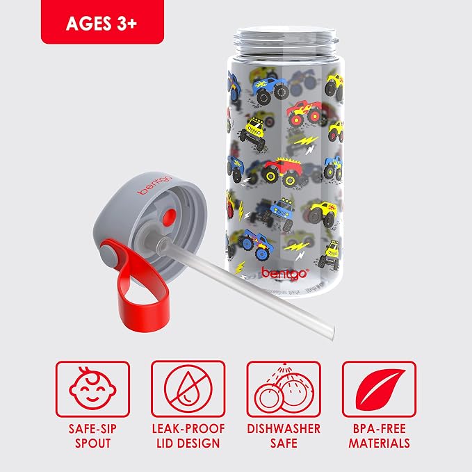 Bentgo® Kids Lunch Bag Set Water Bottle - New & Improved 2023 (Trucks) - Image 6