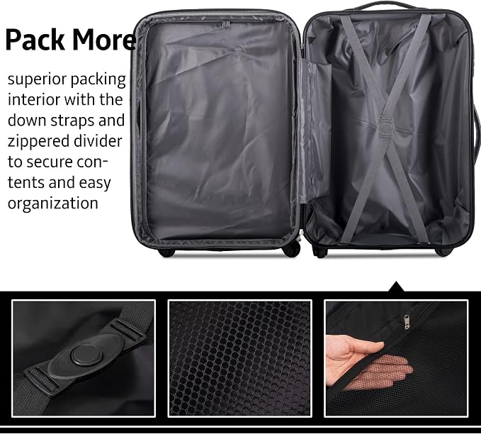 Merax Luggage Sets 3 Piece Suitcase Set 20/24/28,Carry on Luggage Airline Approved,Hard Case with Spinner Wheels,Pink - Image 5