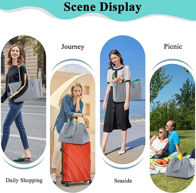 QOGiR Neoprene Multipurpose Beach Bag Tote with Inner Zipper Pocket … … … … - Image 7