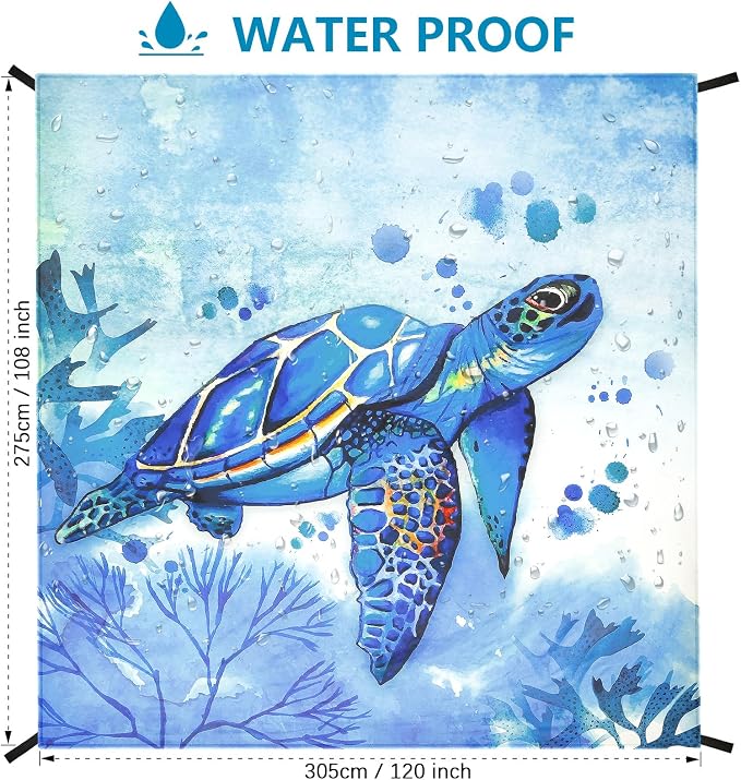 HIHOHO Beach Blanket Waterproof Sandproof Beach Mat for 1-8 Adults Quick Drying Durable Outdoor Picnic Mat for Beach Festival Travel Camping Hiking (BL-Seaturtle, 120"×108"(8 Person)) - Image 4