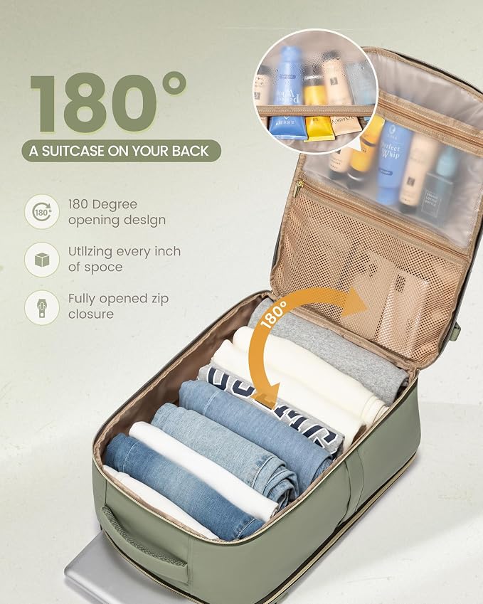 LOVEVOOK Travel Backpack Carry on Flight Approved 50L,Waterproof TSA Travel Essentials Personal Item Backpack for Women Men,Large Carry on Luggage Suitcase Travel Bag for Airplane with 3 Packing Cubes - Image 3