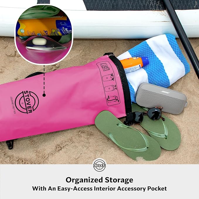 STOVER 5/10/25/30/40L Waterproof Dry Bag, Small Lightweight Roll Top Dry Bag Backpack w/Waterproof Phone Case, Kayaking, Travel, Hiking, Fishing, Tubing, Camping, the Beach, Men/Women (Pink) - Image 4