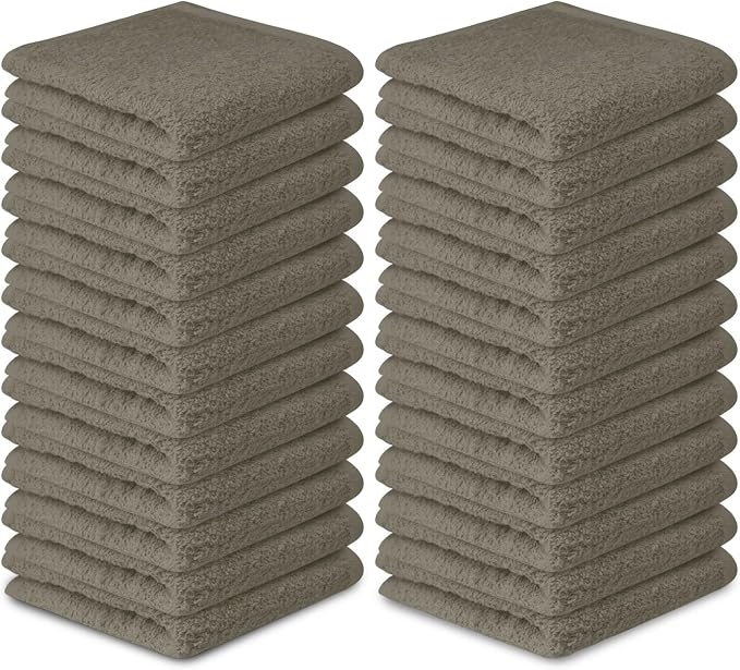 100% Cotton Ring Spun Wash Cloths – Bulk Pack of Washcloths – 12x12 Inches – Wash Cloth for Face, Highly Absorbent, Soft and Face Towels (Taupe, 60 Pack) - Image 3