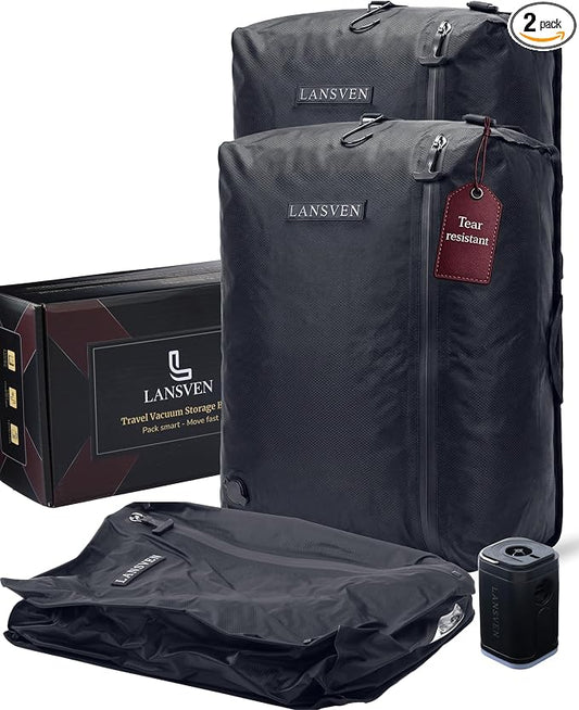 2packbag - vacuum travel bags with pump - Reusable Nylon Compression Bags + Rechargeable Pump - Save 60% Space - for Carry-On & Suitcase by Unknown
