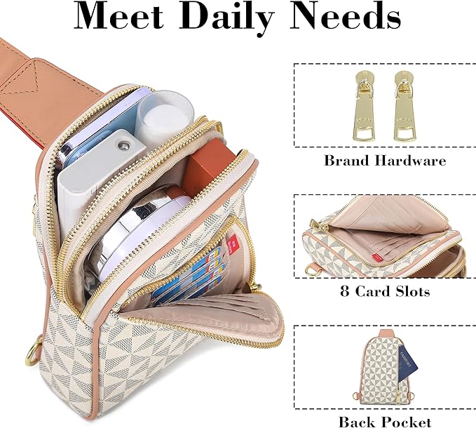 INICAT RFID Blocking Sling Bag,Anti Theft Crossbody Bags for Women,Travel Gifts Fanny Pack Cross Body Purses Woman Leather