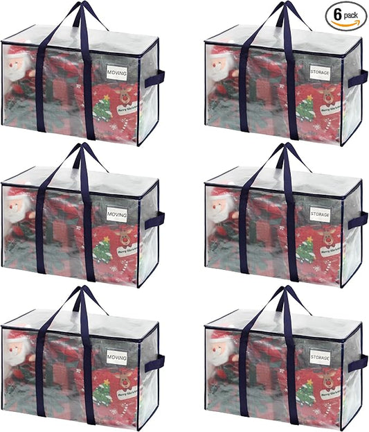 VENO 6 Pack Heavy Duty Moving Bags, Extra Large Storage Bags with Reinforced Handles & Strong Zippers, Foldable & Reusable Moving Box Alternative for Clothes & Dorm Storage by Veno