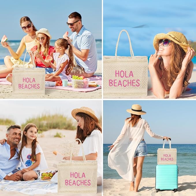 Hello Beaches A Packable Beach Bag | The Straw Beach Tote Bag of 2025 | Beach Bags for Women Vacation | Large Beach Bag - Image 6