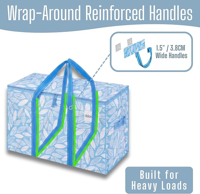 VENO 6 Pack Heavy Duty Moving Bags, Extra Large Storage Bags with Reinforced Handles & Strong Zippers, Foldable & Reusable Moving Box Alternative for Clothes & Dorm Storage - Image 2